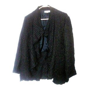Coldwater Creek Draped Front Tweed Jacket Size PL 14-16 wool mohair blend